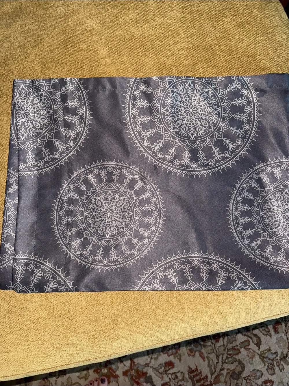 Decorative Grey Curtains with White Mandala Print